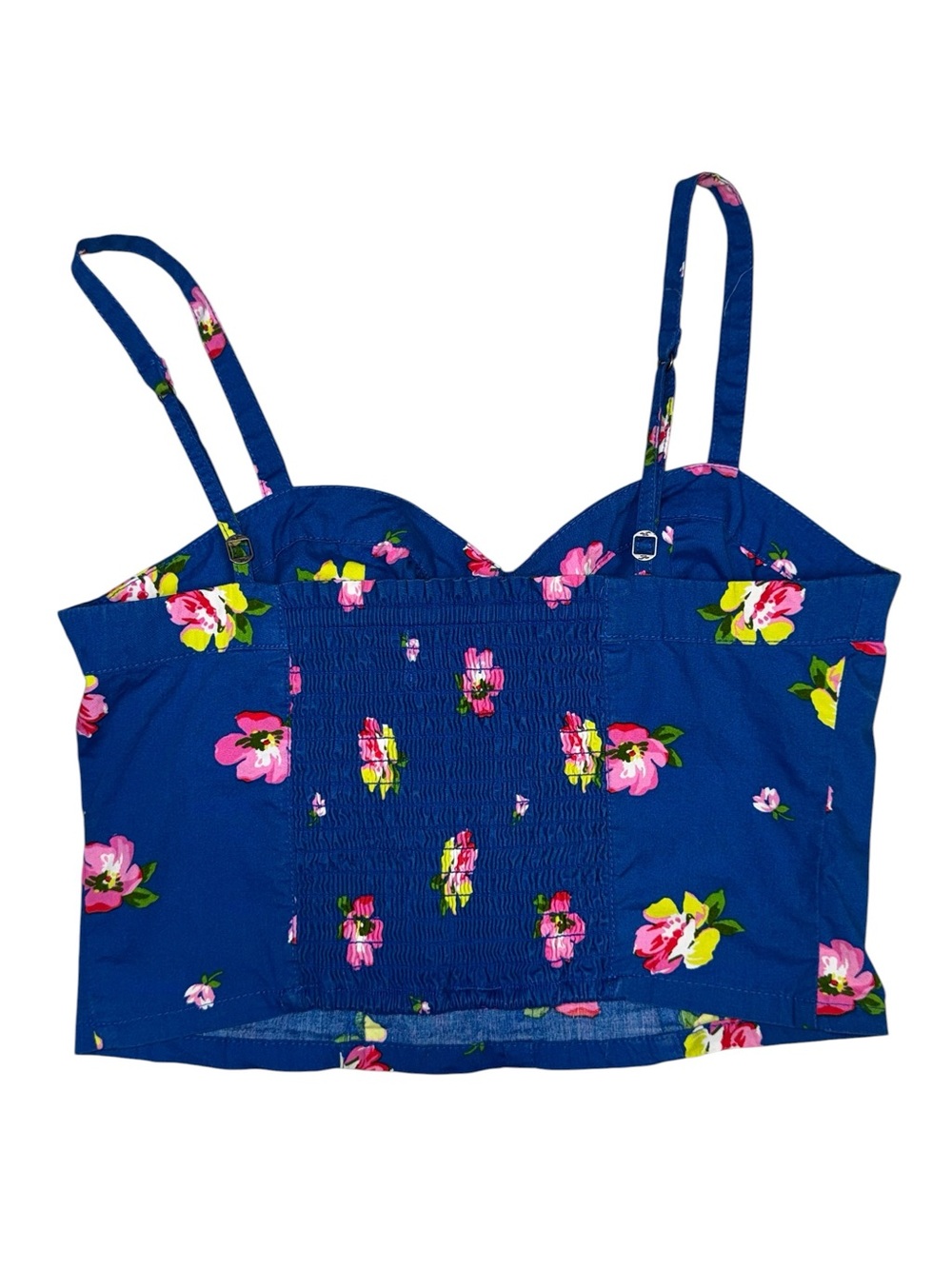 VTG Hollister Floral Crop Top XS Blue Button Front Cami Sweetheart Neck Y2K - Picture 3 of 11